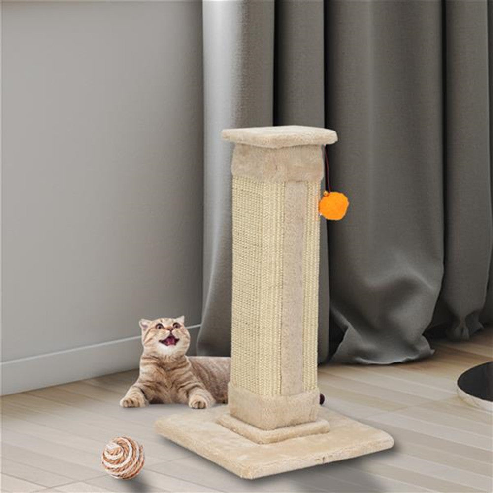 BEESCLOVER 21" Cat Pet Climbing Frame with Ball Climbing Mount Beige