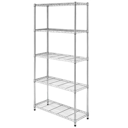 RONSHIN 5-layer Metal Shelf 180 x 90 x 35 Storage Rack Home Kitchen Outdoor Silver