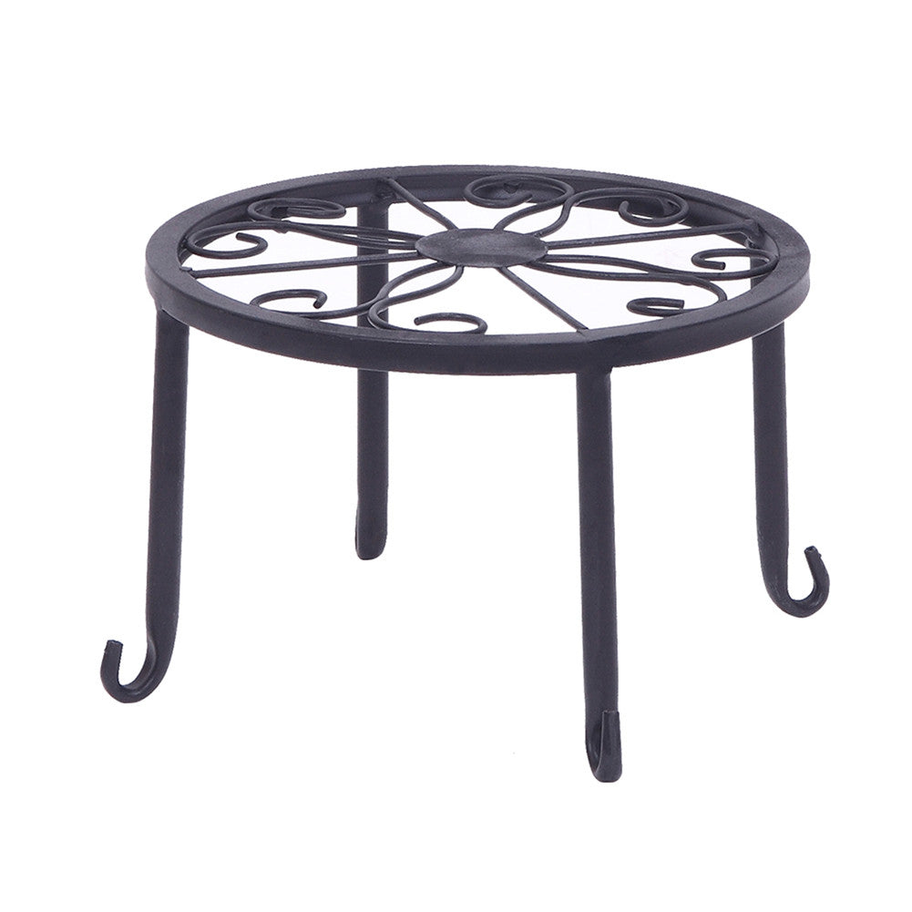 ALICIAN 4pcs/set Shelf Black Paint Round Pattern Plant Stand Household Organizer Black