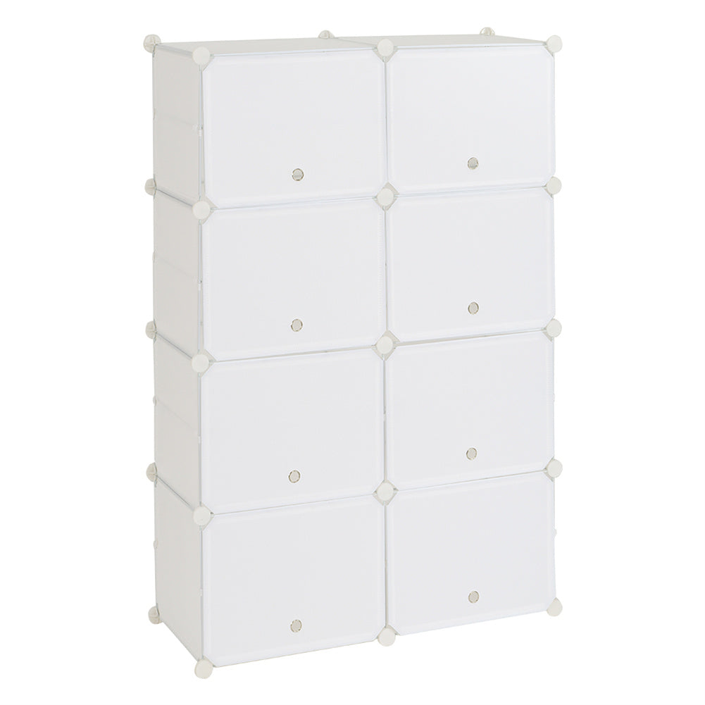 RONSHIN 2 Rows 7-tier 14 Grids Shoe Rack Organizer 40x30cm Cube Shoe Cabinet 72x32x122cm White