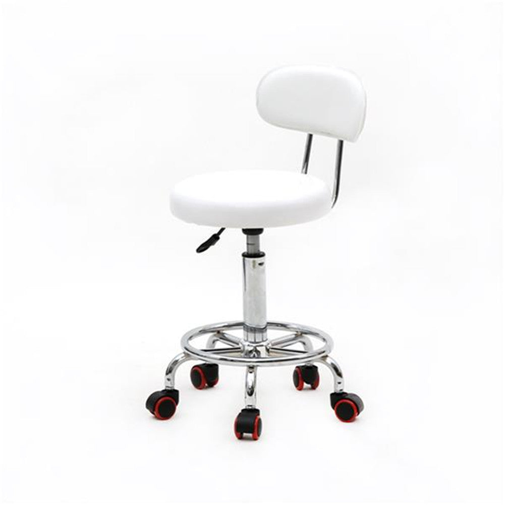 ALICIAN Salon Stool Leather Sponge Adjustable Spa Bar Stool White