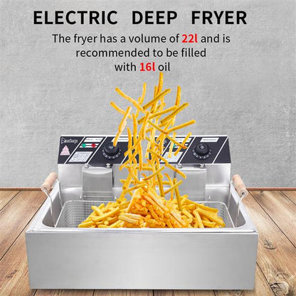 ZOKOP Electric Fryer EH830 12L Single-Cylinder 5000W Stainless Steel Large Oil Consumption