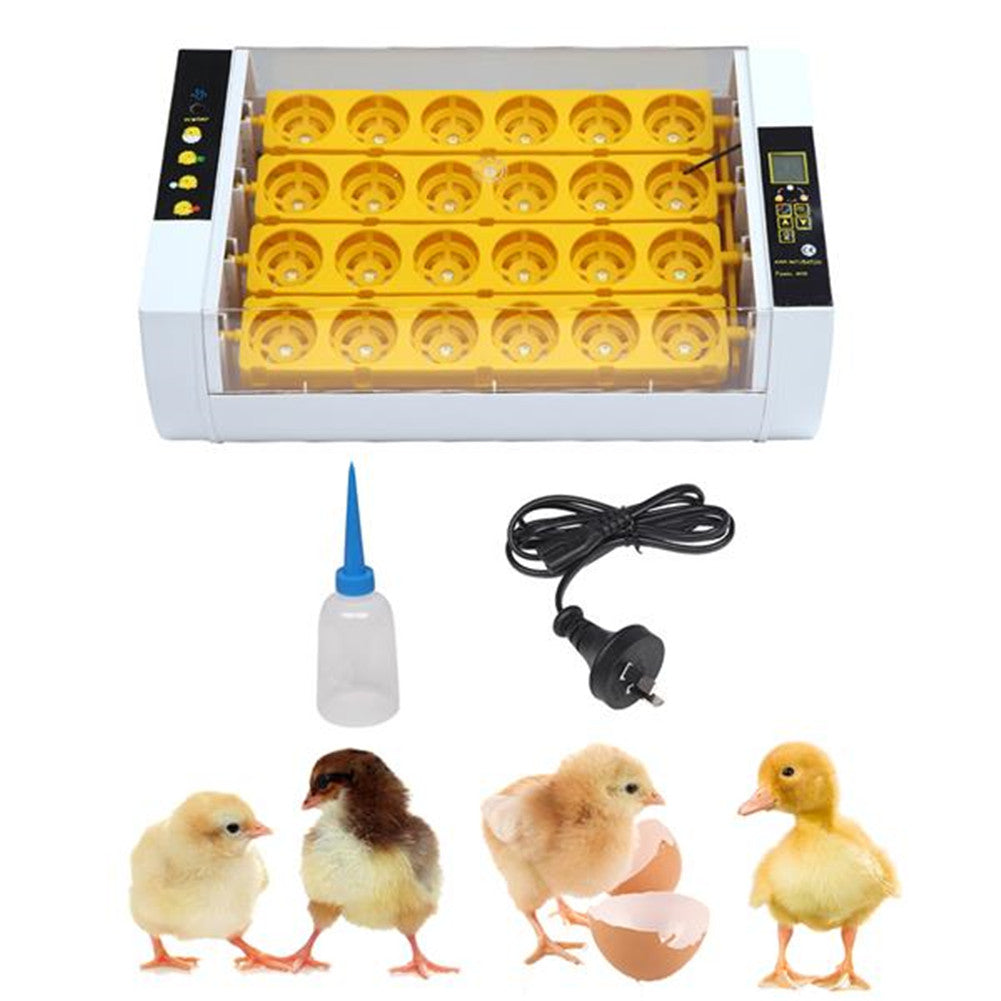 DISHYKOOKER Poultry Automatic Incubator for 24 Eggs with LED Egg Lighter Water Injector White