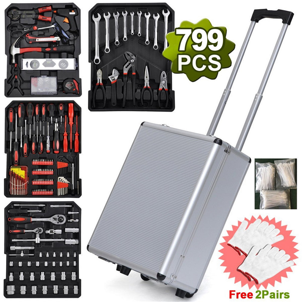 RONSHIN 799 Pcs Trolley Case Tool Repair Set Silver