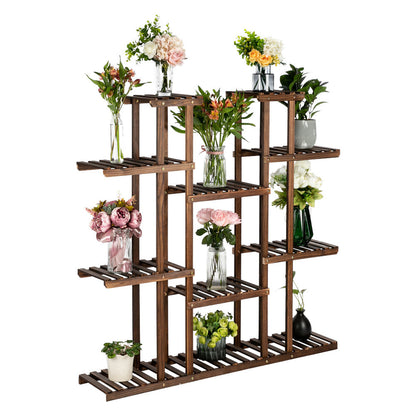 ALICIAN 6-tier 11-base Multi-functional Wood Plant Stand Plant Organizing Rack