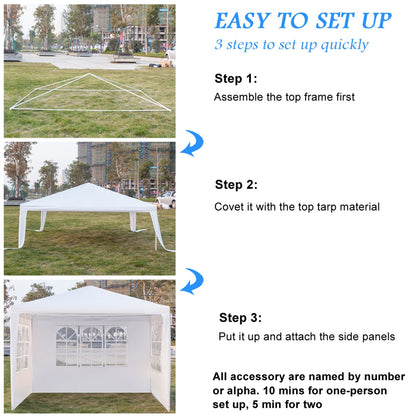 THBOXES 3-Sided Waterproof Assembled Tent Large Space with Spiral Tubes for Wedding Camping Parking