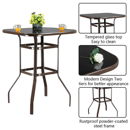 AMYOVE Bar Table Patio Table Bistro High Top Patio Table Outdoor Brown