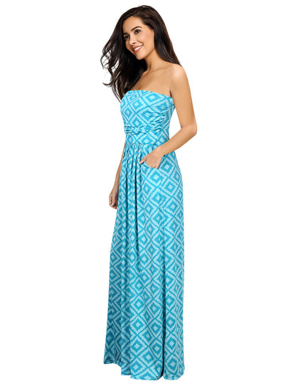 YESFASHION Women's Summer Beach Holiday Tube Long Dress Green