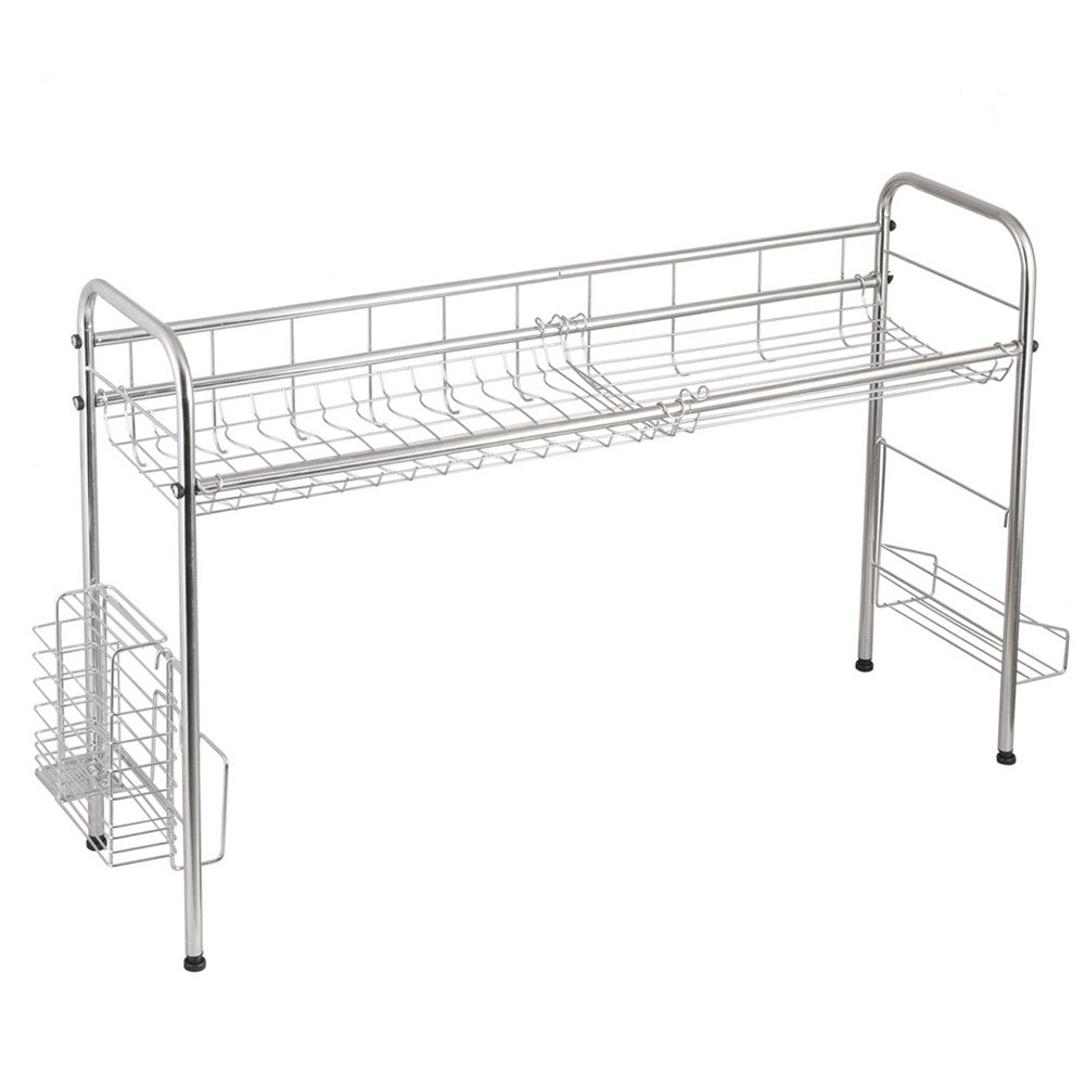 RONSHIN Single Layer Bowl Rack Shelf Dish Drainer Kitchen Organizer Silver