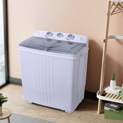 ZOKOP 16.5Lbs Semi-Automatic Washing Machine with Double Tub Grey