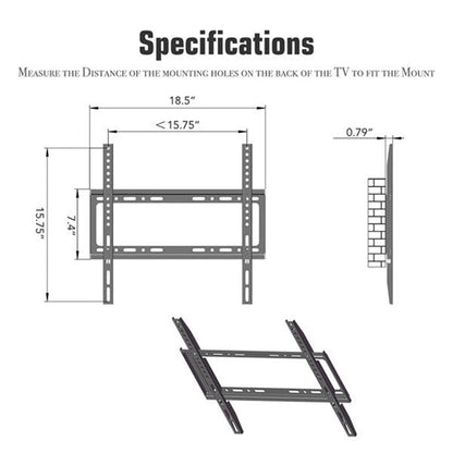 RONSHIN TV Stand 26-55 Inches Desktop Single-column 3 Levels Black