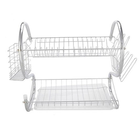 RONSHIN 2-Tier Dish Drying  Rack Rust-proof Dish Rack Utensil Holder Silver