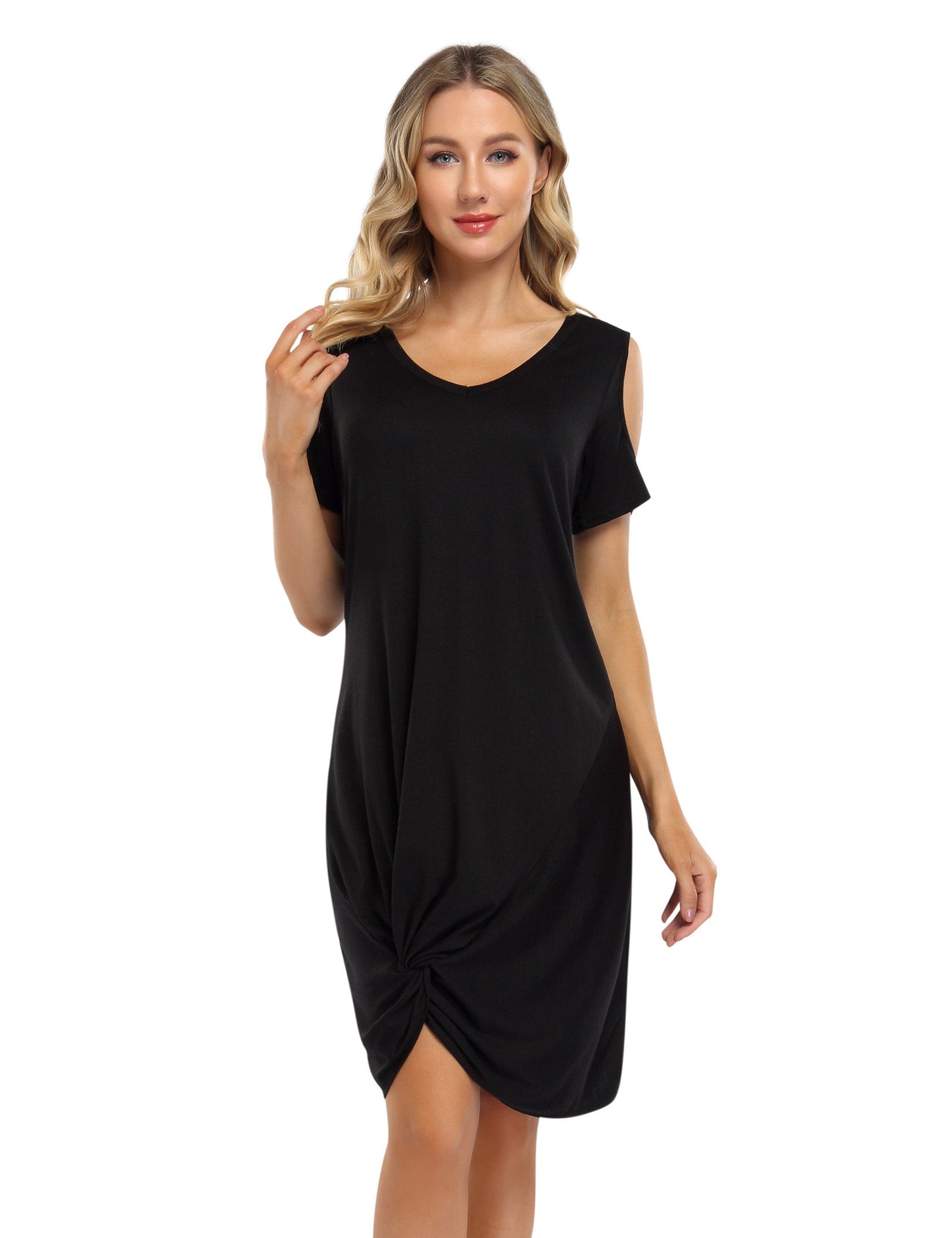 YESFASHION Women's Twist Knot T Shirt Dress