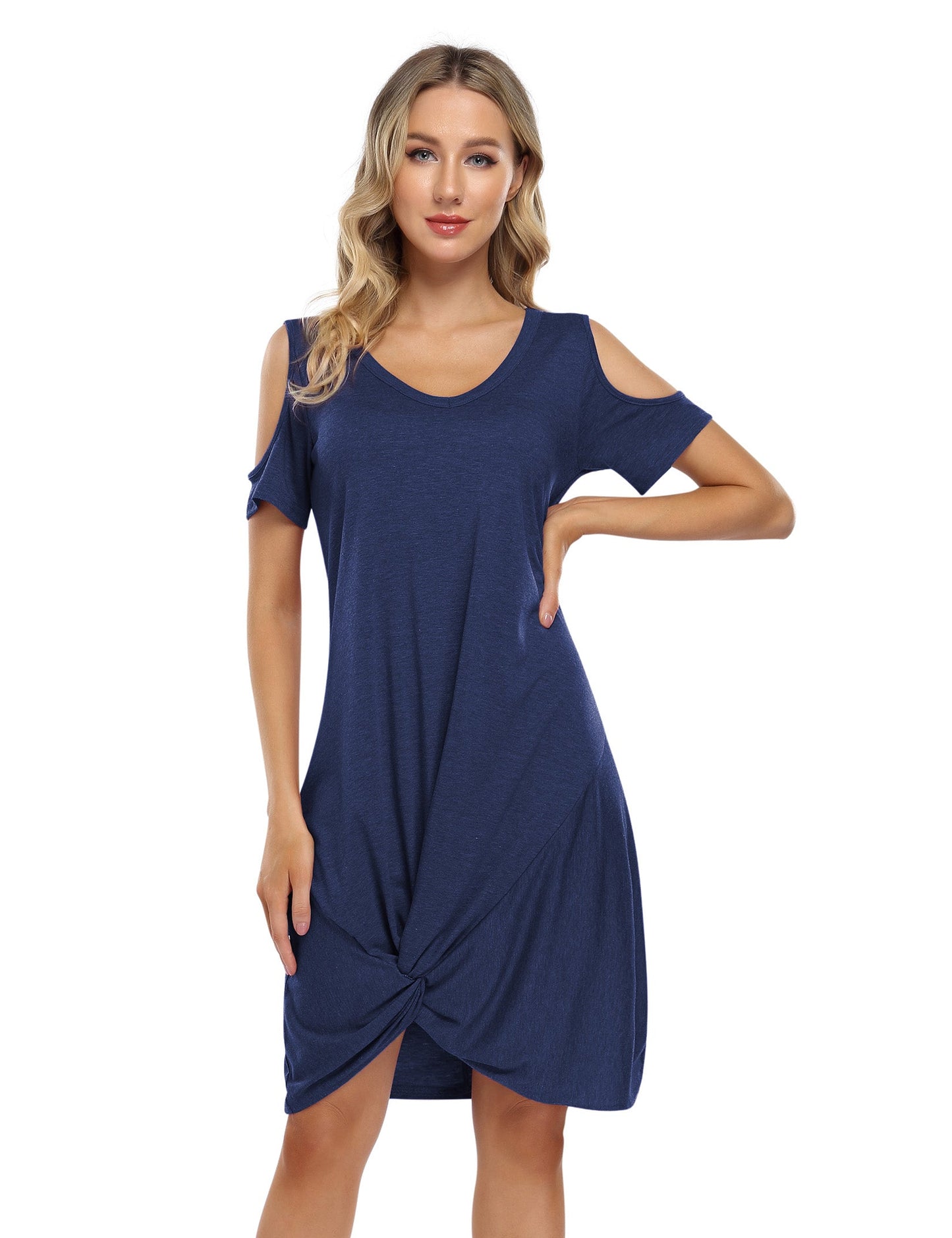 YESFASHION Women's Twist Knot T Shirt Dress