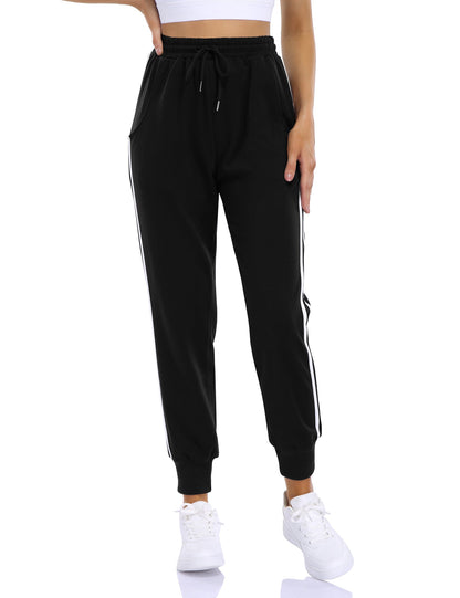 YESFASHION Women's Drawstring Exercise Pants Black