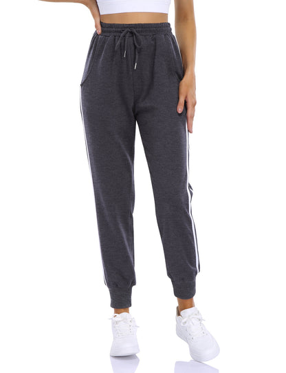 YESFASHION Women's Drawstring Exercise Pants Dark Grey