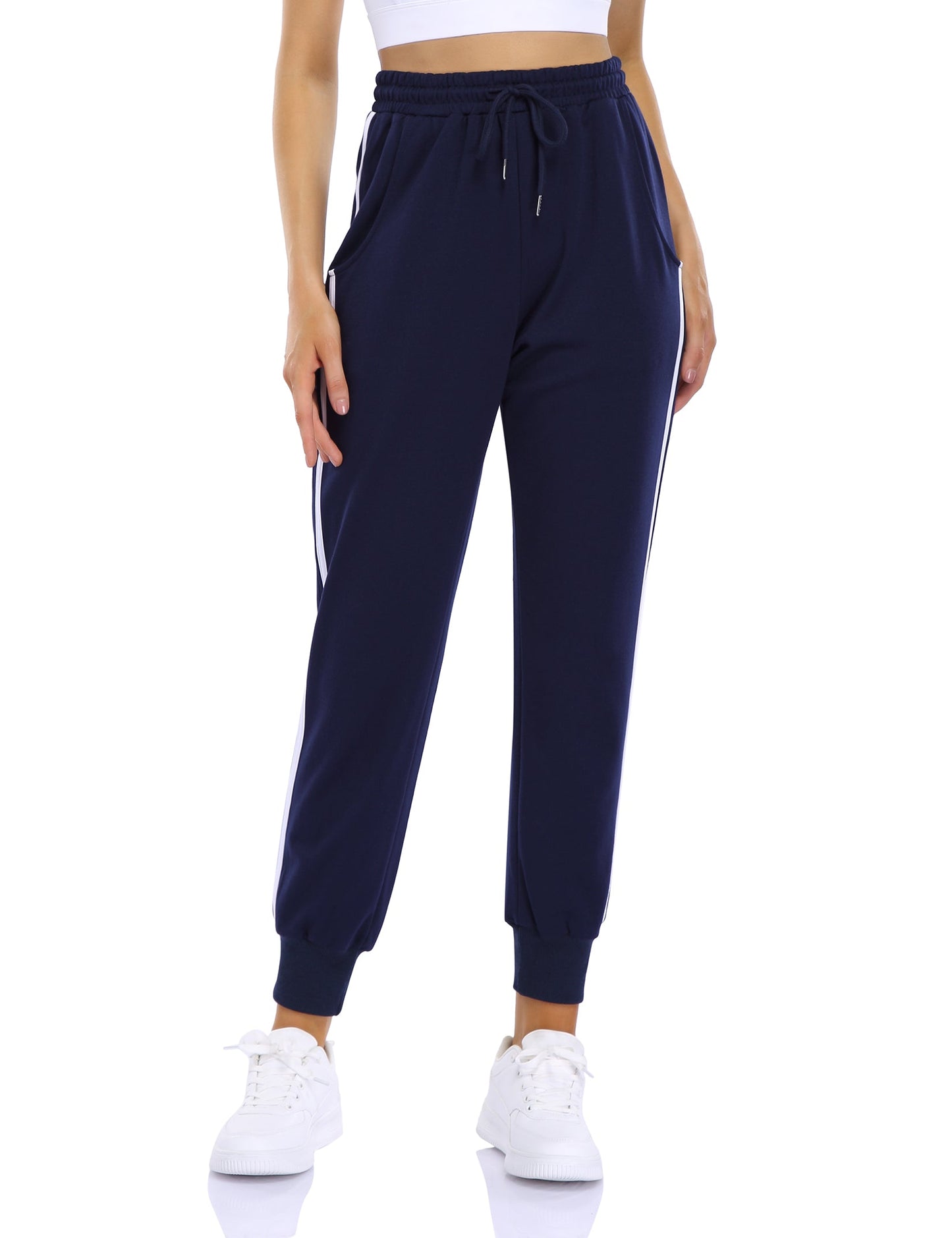 YESFASHION Women's Drawstring Exercise Pants Blue