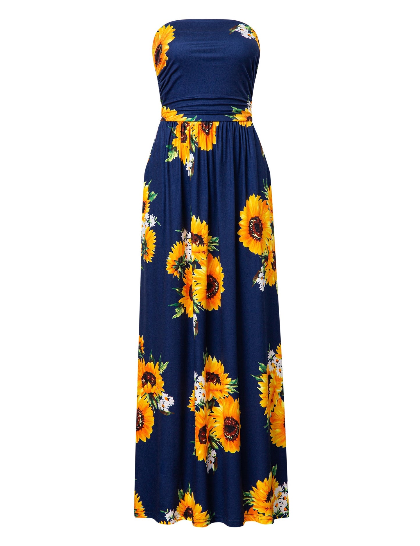 YESFASHION Women's Strapless Graceful Floral Party Maxi Long Dress