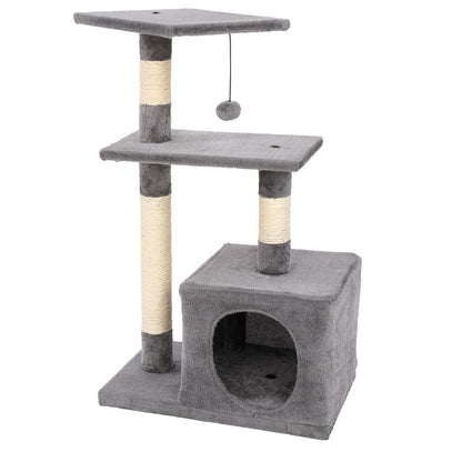 BEESCLOVER 32in Three-layer Cat Climbing Frame Pet Play Condo Grey