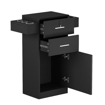 AMYOVE Salon Locker Cabinet Storage Cart Hair Dryer Rack Drawer Black