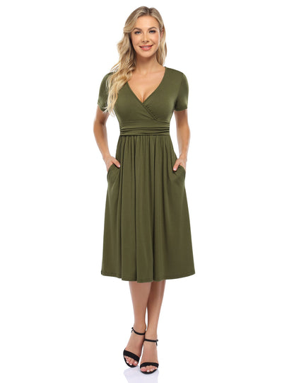 YESFASHION Women's V-neck Casual Dress