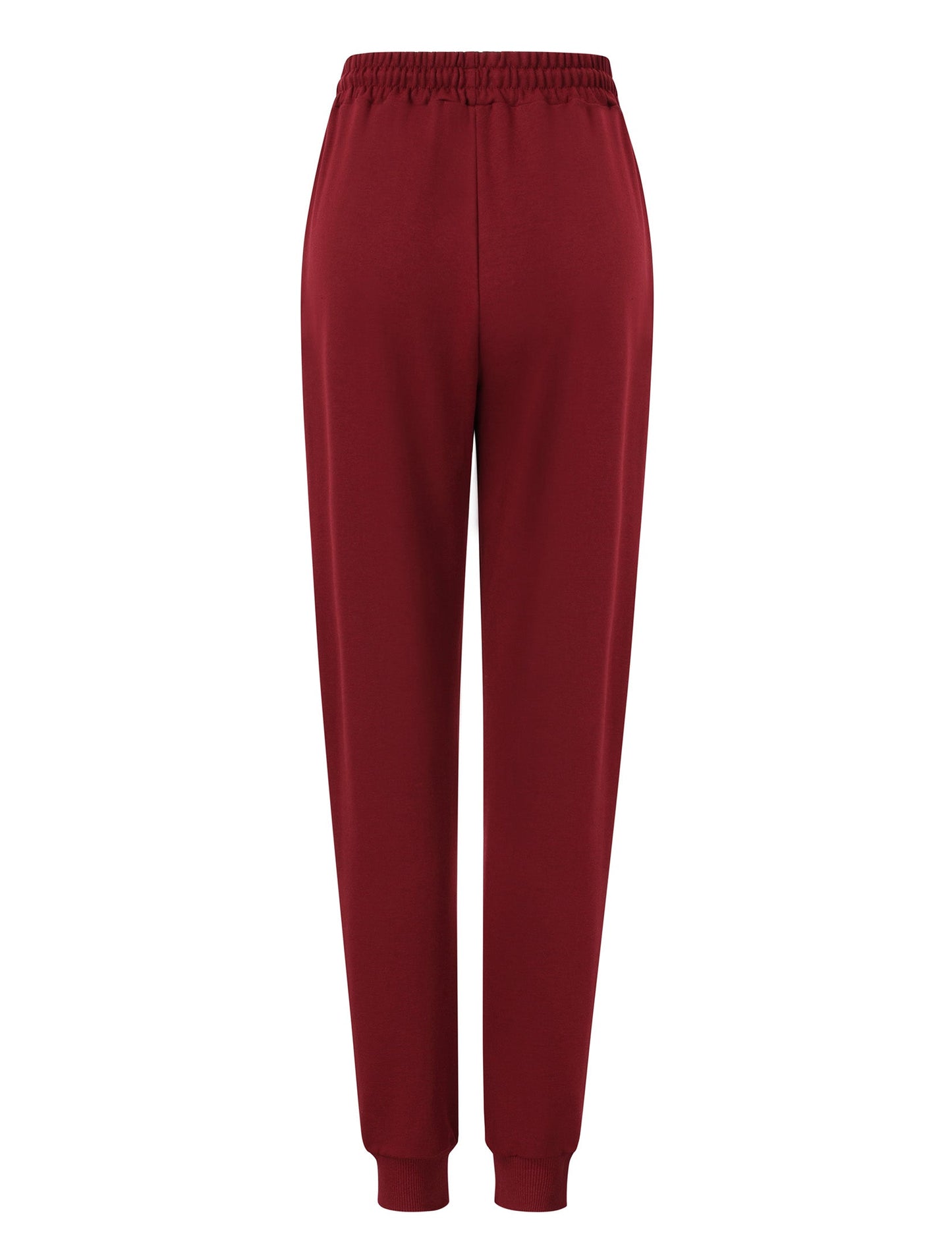 YESFASHION Women's Drawstring Exercise Pants Wine Red