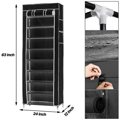 RONSHIN Non-woven 9 Tier Shoe Rack Shoe Shelf Storage Closet Organizer Cabinet