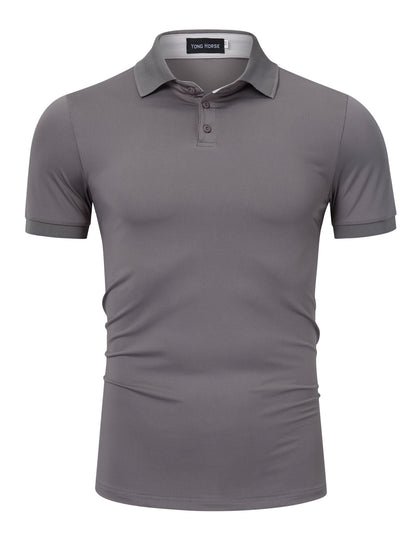 YESFASHION Men's Casual Golf Polo Short Sleeve Shirts Dark Grey