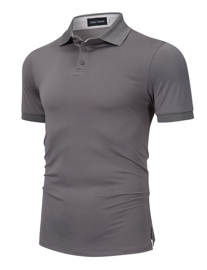 YESFASHION Men's Casual Golf Polo Short Sleeve Shirts Dark Grey