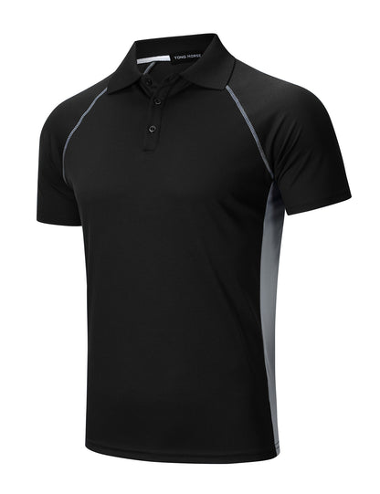 YESFASHION Men's Golf Polo Shirts Short Sleeve Collared T Shirt Black