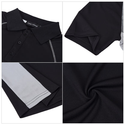 YESFASHION Men's Golf Polo Shirts Short Sleeve Collared T Shirt Black