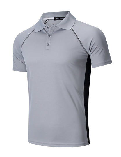 YESFASHION Men's Golf Polo Shirts Short Sleeve Collared T Shirt Grey