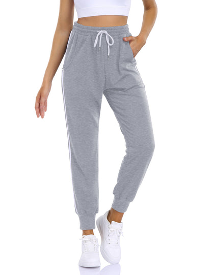 YESFASHION Women's Drawstring Exercise Pants Grey