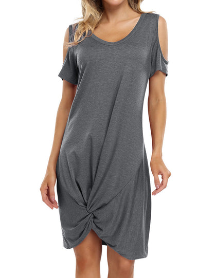 YESFASHION Women's Twist Knot T Shirt Dress