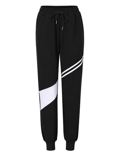 YESFASHION Women's Drawing Pockets Casual Sports Pants Black