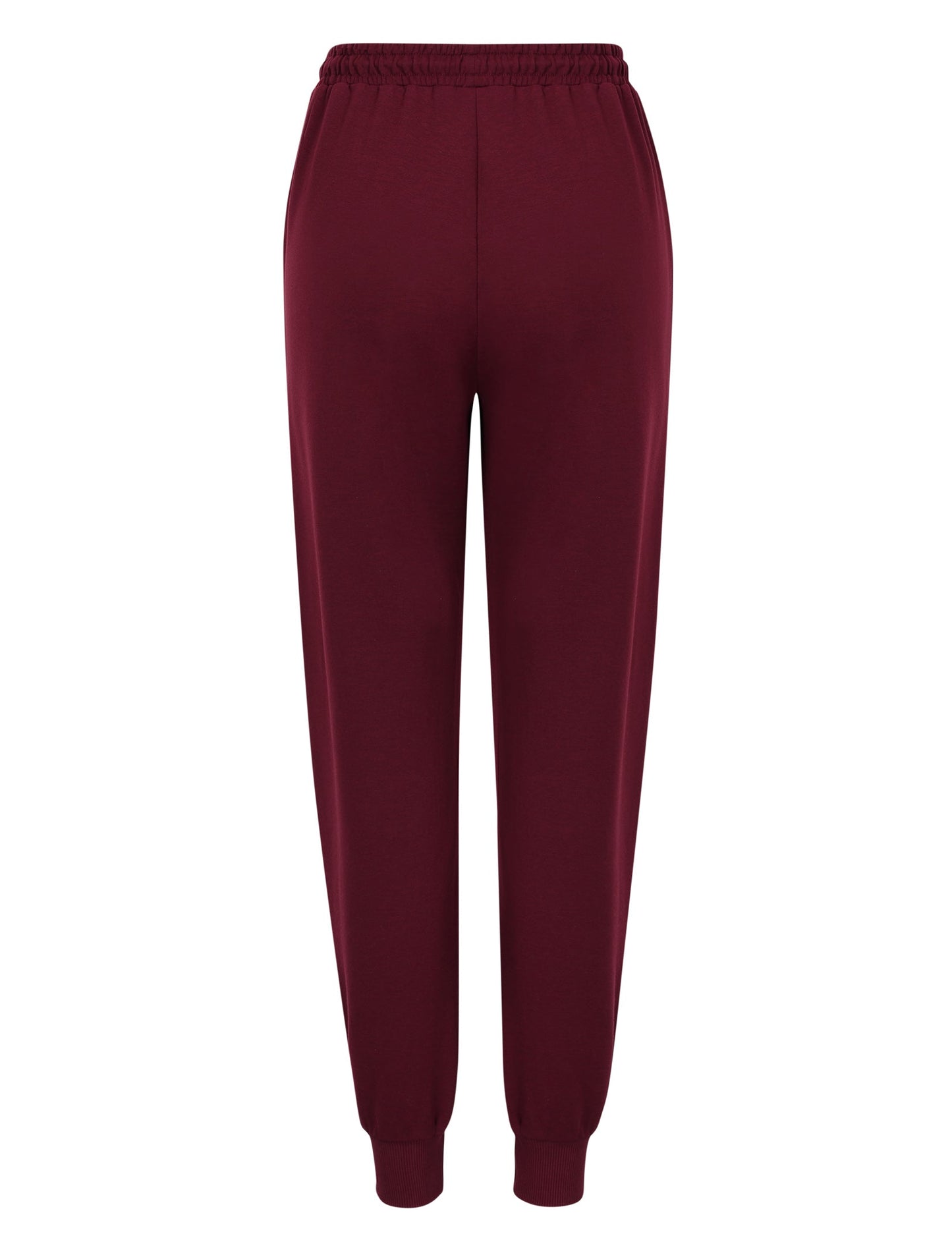 YESFASHION Women's Drawing Pockets Casual Sports Pants Wine Red