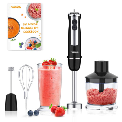 GARVEE 800W Immersion 5-in-1 Hand Blender 12 Speed Stainless Steel Stick Blender with Turbo Mode