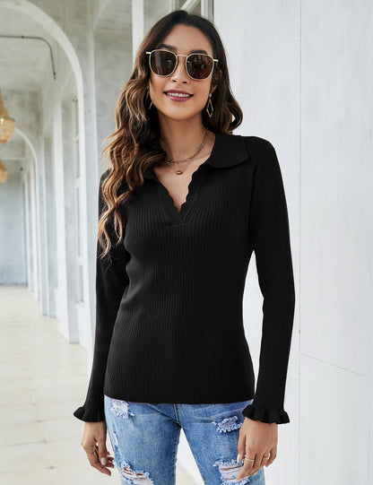 CLEARLOVE Women's Off Shoulder Top Long Sleeve T-Shirt Black