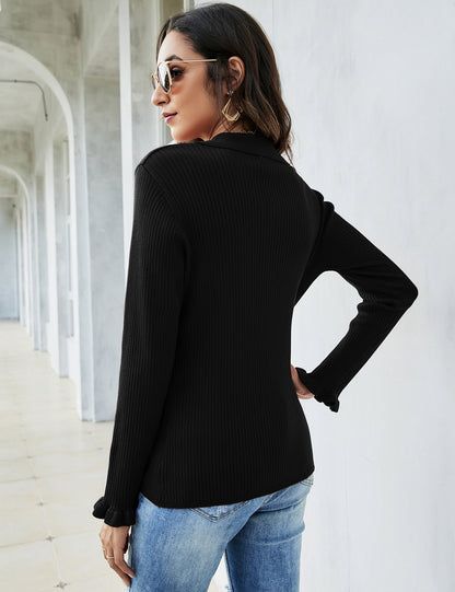 CLEARLOVE Women's Off Shoulder Top Long Sleeve T-Shirt Black