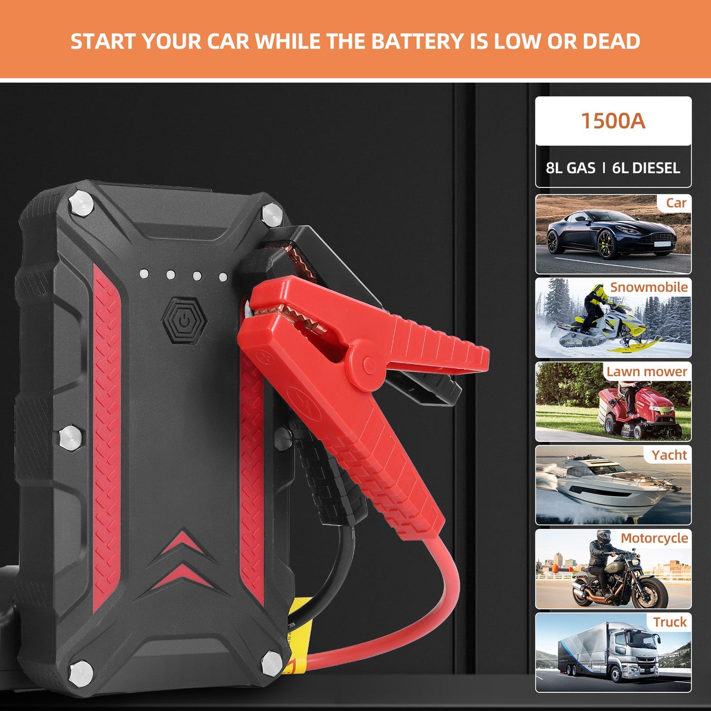 GARVEE Portable Jump Starter Battery Pack 12V Motorcycle Car Emergency Battery Booster Pack