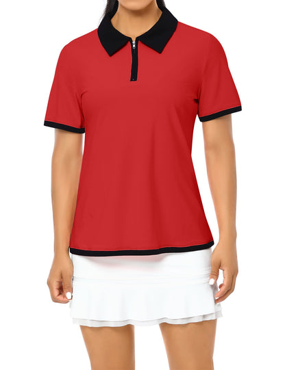 YESFASHION Polo Shirts for Women Golf Tops Red