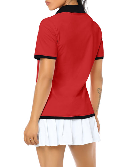 YESFASHION Polo Shirts for Women Golf Tops Red