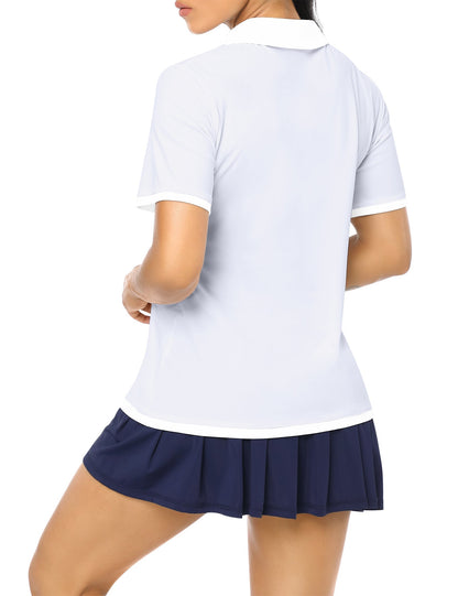 YESFASHION Polo Shirts for Women Golf Tops White