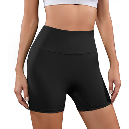 YESFASHION Women's Ruched Hip Lifting Tummy Yoga Shorts Black