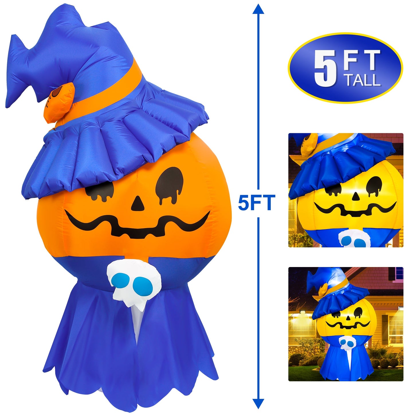 CYNDIE 5ft Halloween Decorations Outdoor Inflatable Mr.Pumpkin