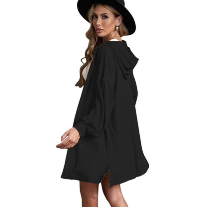 YESFASHION Pocket Hooded Long Sleeve Cardigan Women Sweaters