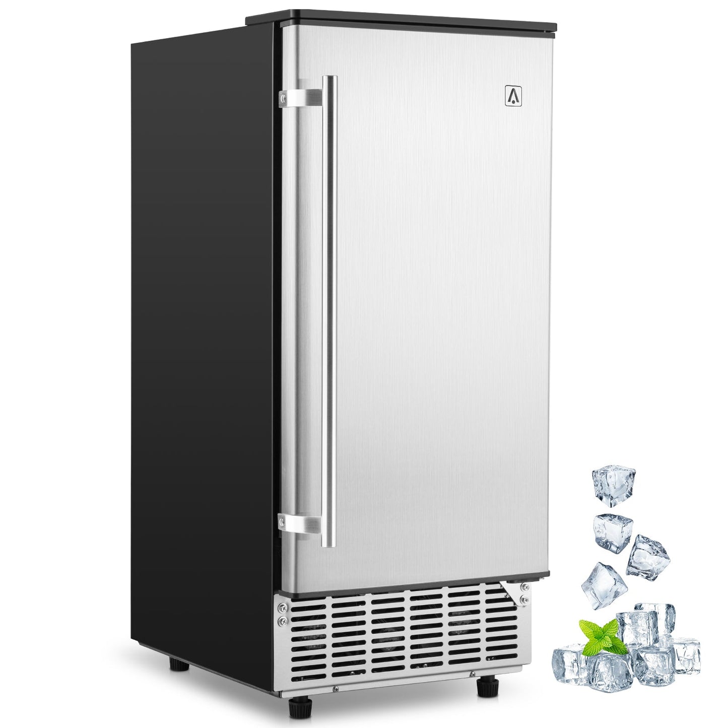 GARVEE 85Lbs Commercial Ice Maker Machine Stainless Steel Undercounter Freestanding Ice Maker