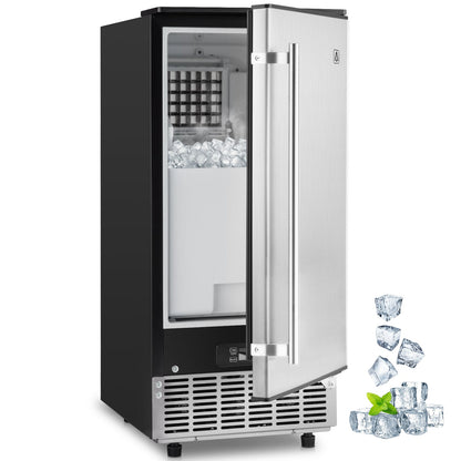 GARVEE 85Lbs Commercial Ice Maker Machine Stainless Steel Undercounter Freestanding Ice Maker