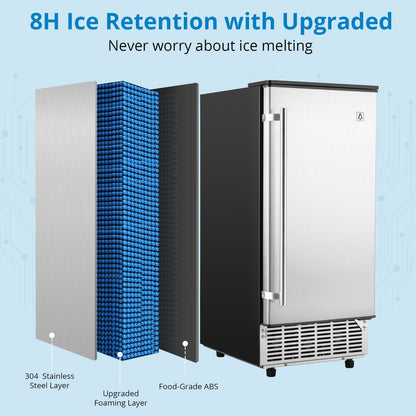 GARVEE 85Lbs Commercial Ice Maker Machine Stainless Steel Undercounter Freestanding Ice Maker