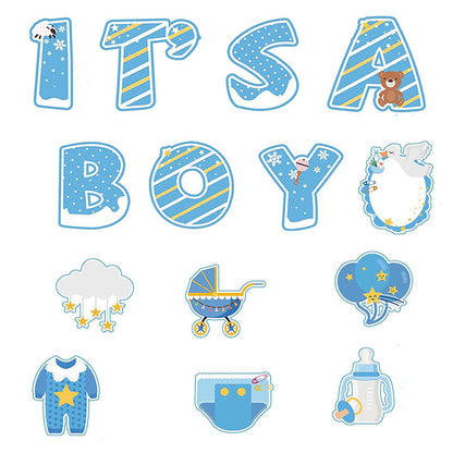 YIWA 14PCS Its a Boy Baby Shower Yard Sign with Stakes Waterproof Gender Reveal Yard Sign